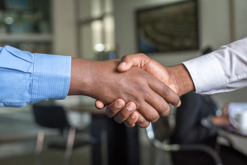 Business partners shaking hands