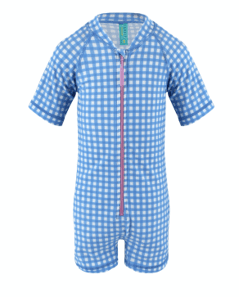 FUNFIT JUNIOR GINGHAM SUMMER PRINT SUNSUIT HALF SLEEVE UNISEX UPF50+ SIZE 2