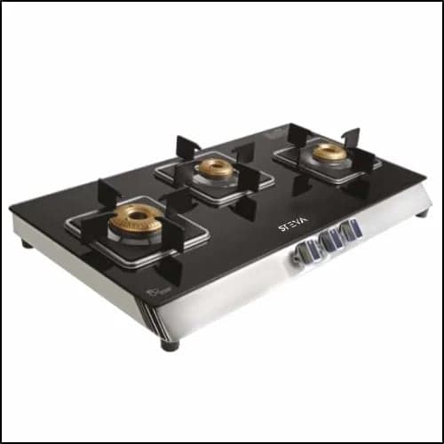 STEVA DICORE 4 BURNER GAS COOKTOP BLACK & WHITE 8MM GLASS