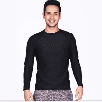 FUNFIT MEN'S LONG SLEEVE RASH TOP BLACK - SIZE L SWIM SHIRT