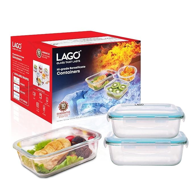 LAGO HI-GRADE BOROSILICATE 3PC CONTAINERSET (370ML/640ML/1050ML) - RECTANGULAR