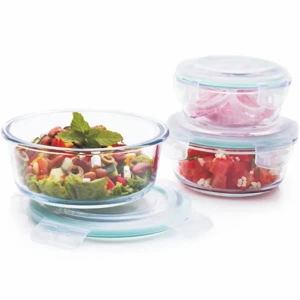 LAGO HI-GRADE BOROSILICATE 3PC CONTAINERSET (400ML/650ML/950ML) - ROUND