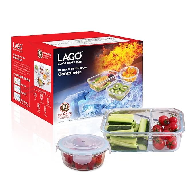 LAGO HI-GRADE BOROSILICATE 2PC CONTAINER
SET (120ML/1300ML DIVIDER) - ROUND